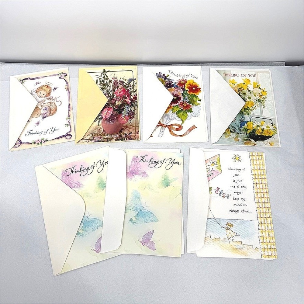 Greeting Cards LOT Thinking of You Floral Butterfly Angel Stationery Ephemera